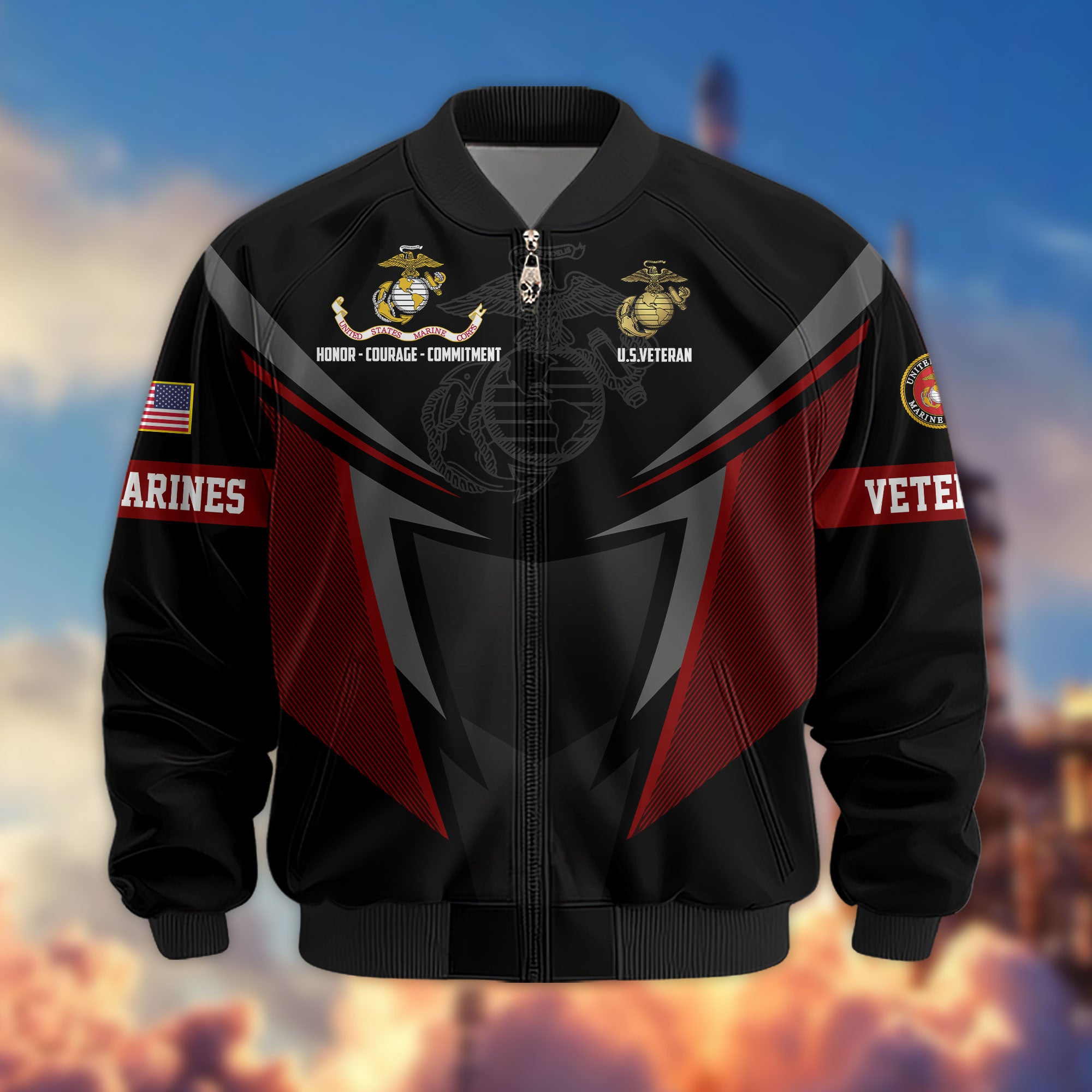 Premium US Veterans Bomber Jacket, Gifts For US Veterans, Gifts For Veterans Day