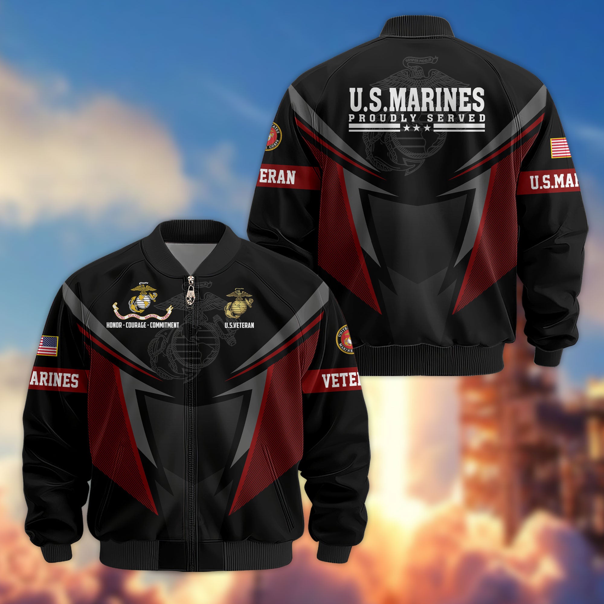 Premium US Veterans Bomber Jacket, Gifts For US Veterans, Gifts For Veterans Day