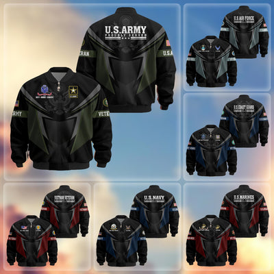 Premium US Veterans Bomber Jacket, Gifts For US Veterans, Gifts For Veterans Day