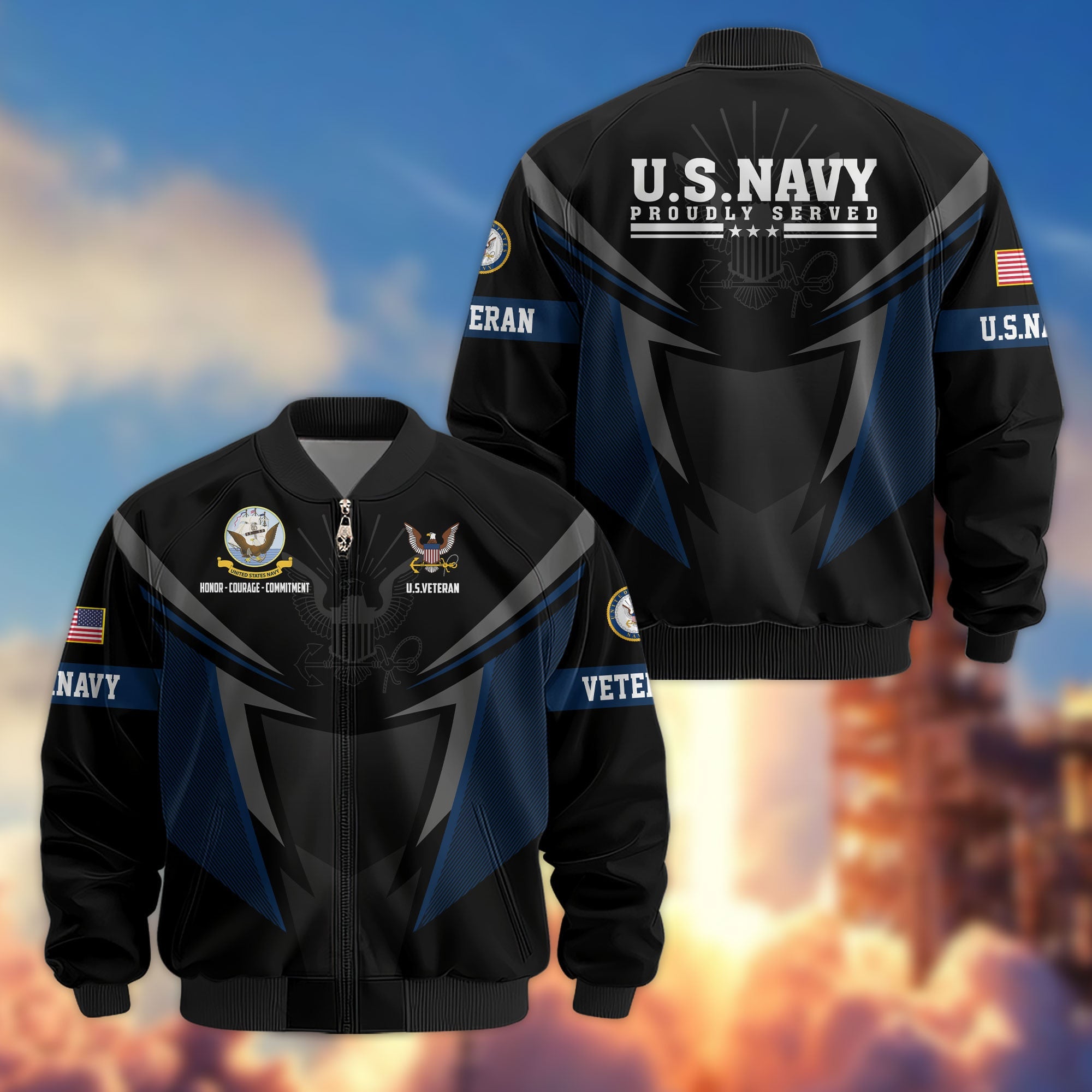 Premium US Veterans Bomber Jacket, Gifts For US Veterans, Gifts For Veterans Day