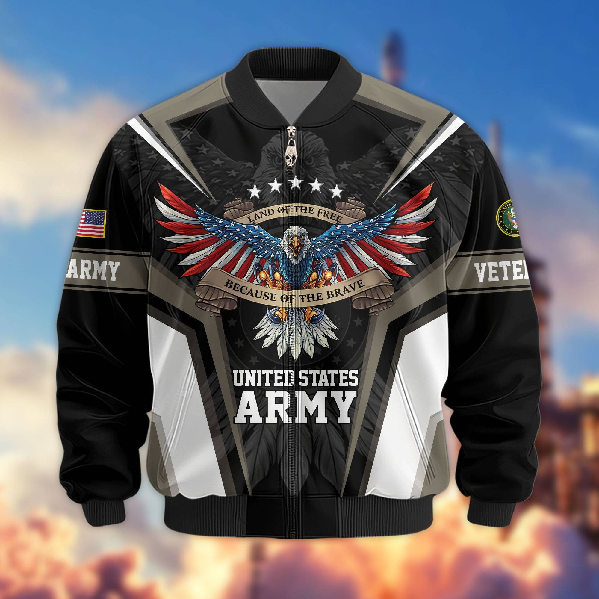 Premium US Veterans Bomber Jacket, Gifts For US Veterans, Gifts For Veterans Day