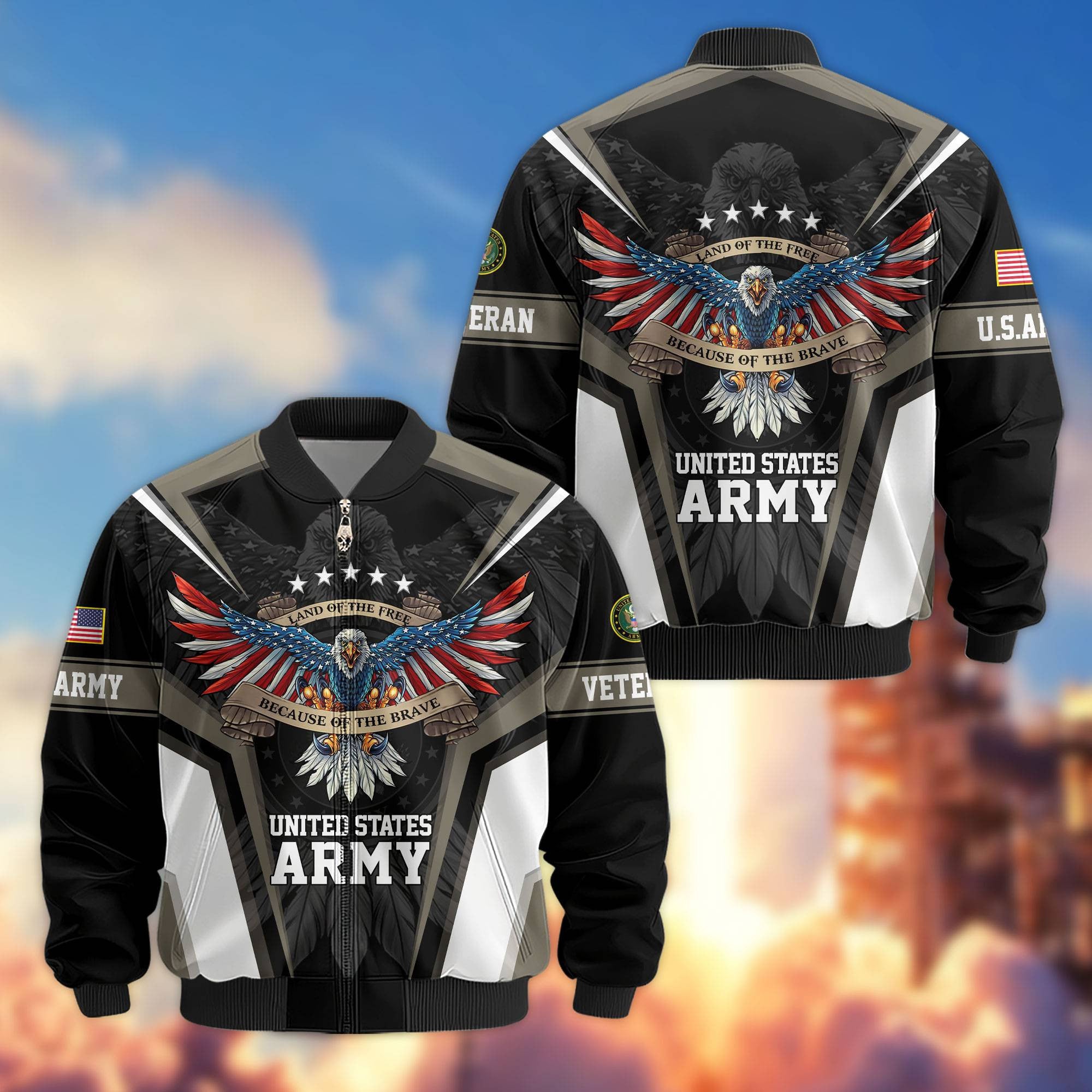 Premium US Veterans Bomber Jacket, Gifts For US Veterans, Gifts For Veterans Day