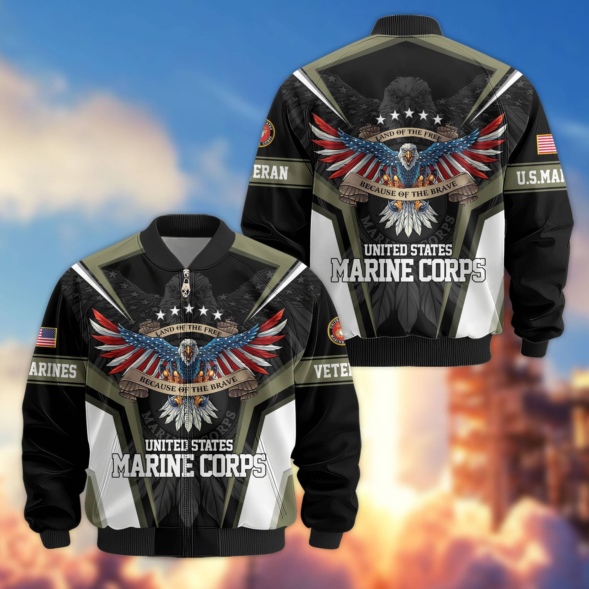 Premium US Veterans Bomber Jacket, Gifts For US Veterans, Gifts For Veterans Day