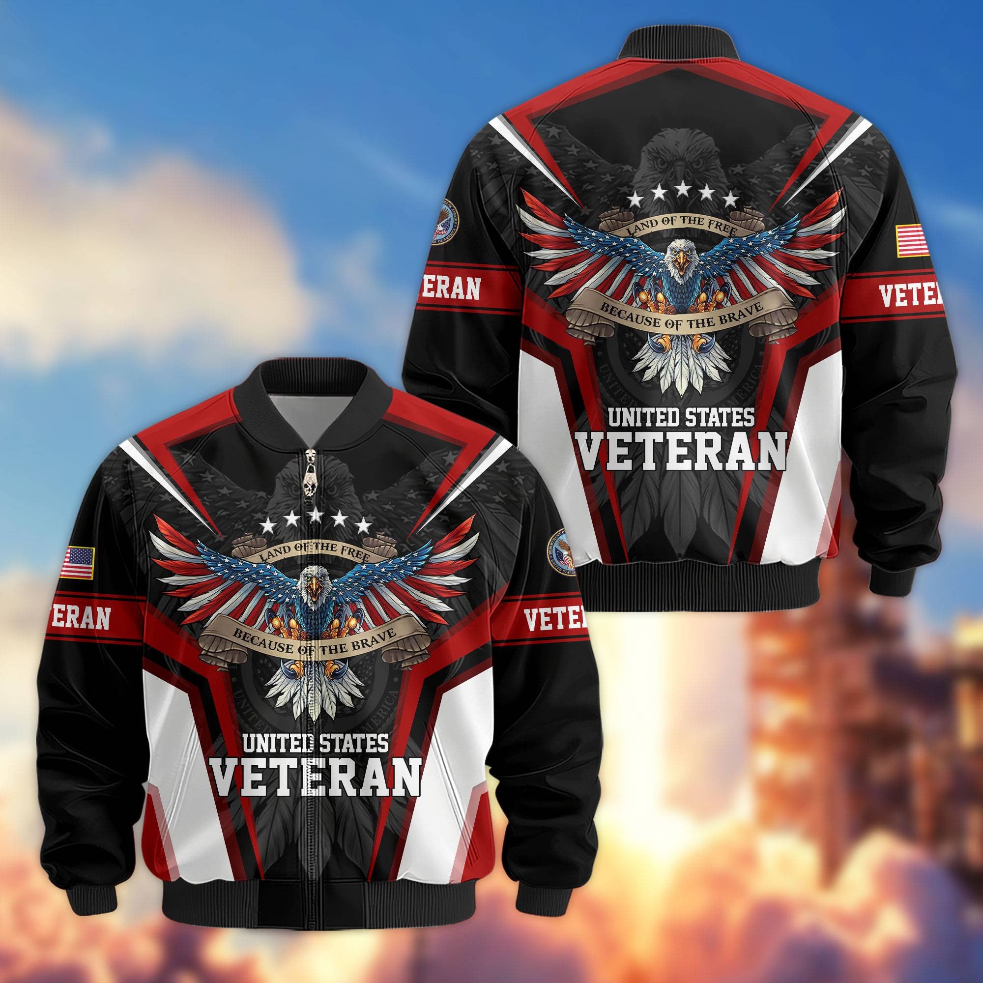 Premium US Veterans Bomber Jacket, Gifts For US Veterans, Gifts For Veterans Day