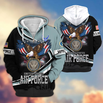 Premium US Veterans Zip Hoodie, Gifts For US Veterans