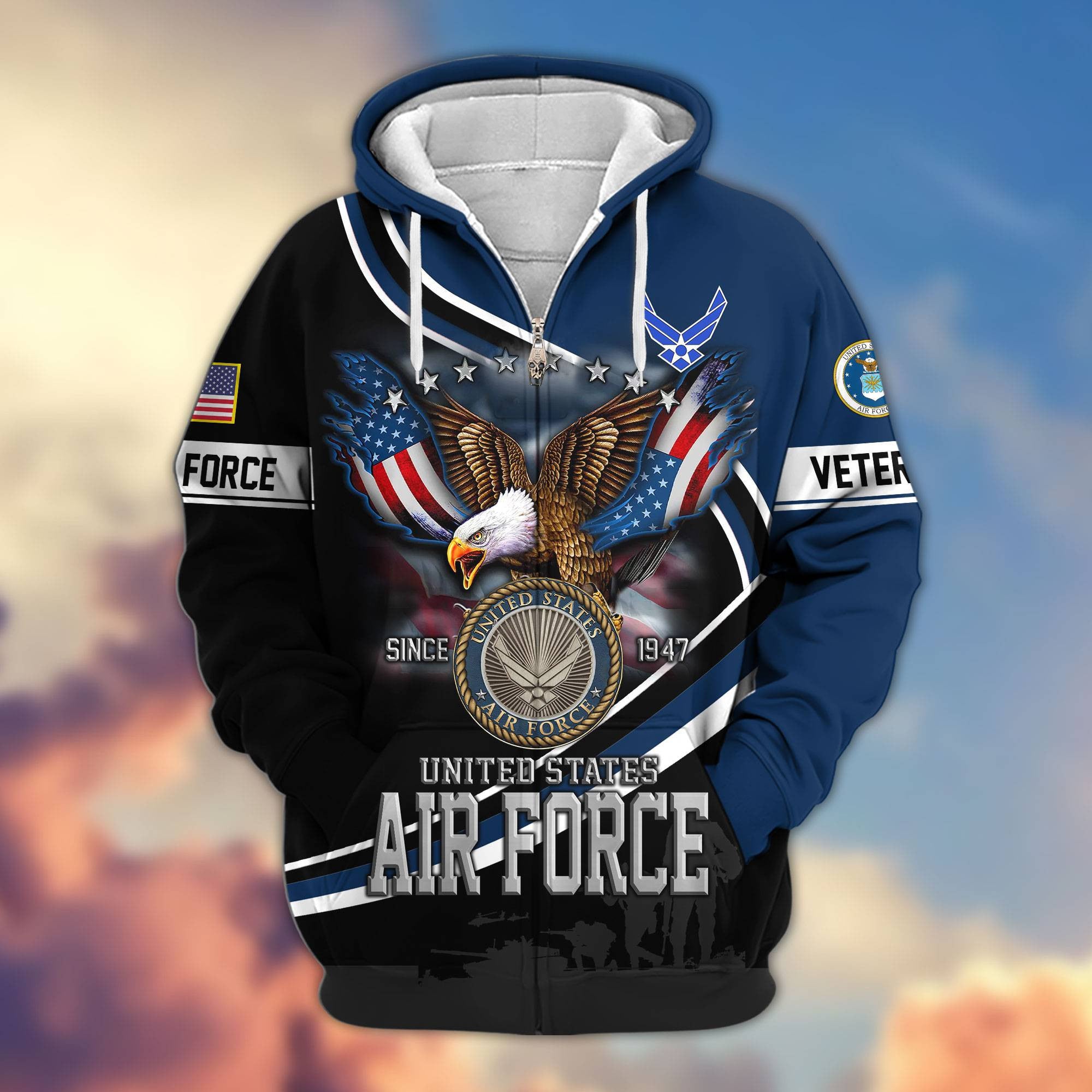 Premium US Veterans Zip Hoodie, Gifts For US Veterans