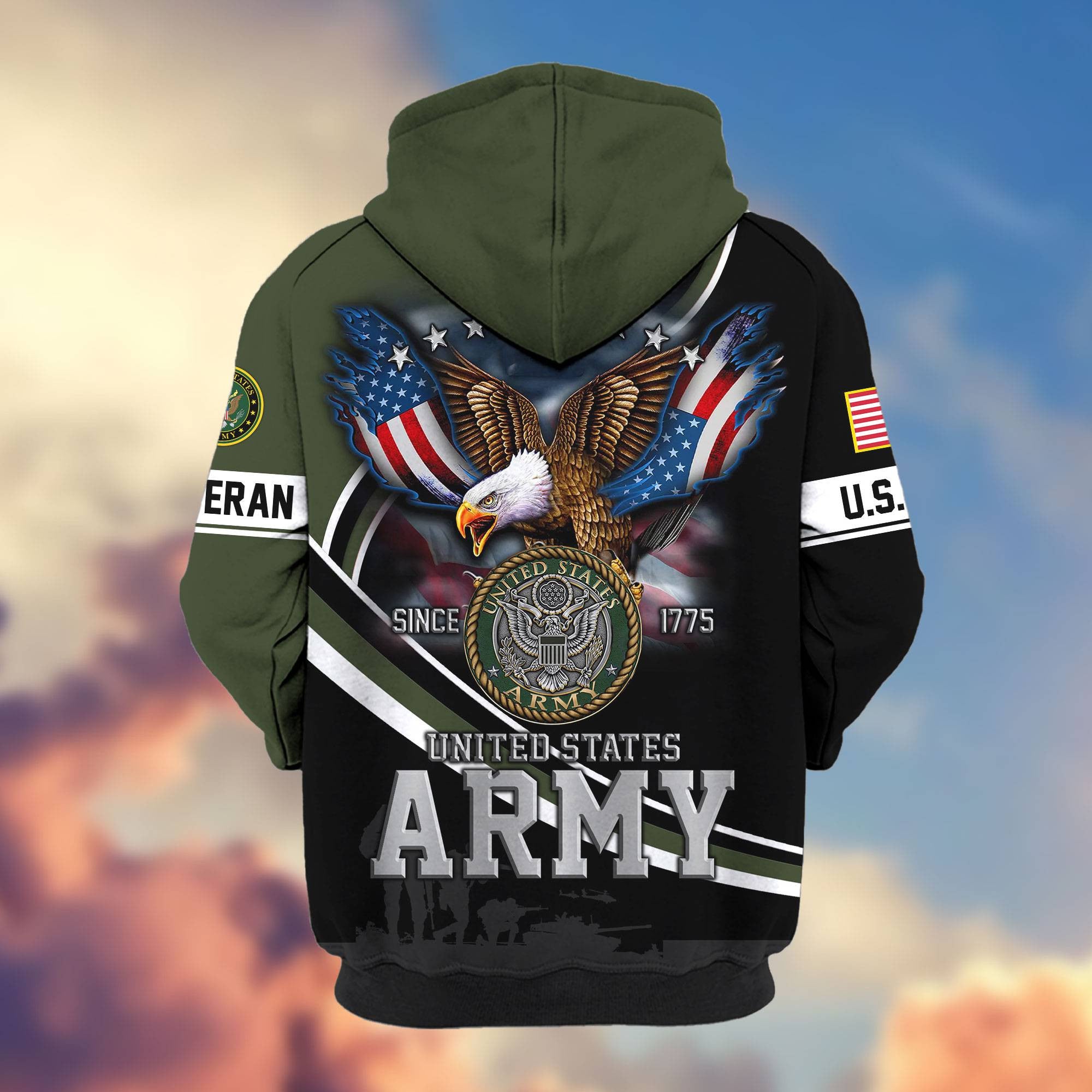 Premium US Veterans Zip Hoodie, Gifts For US Veterans