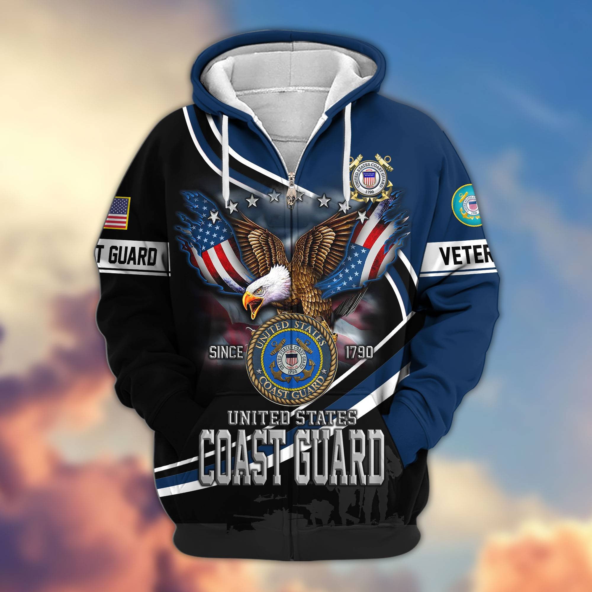 Premium US Veterans Zip Hoodie, Gifts For US Veterans