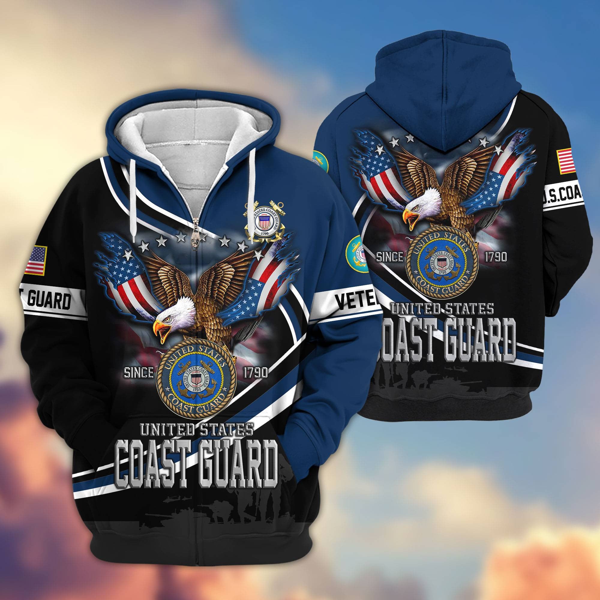 Premium US Veterans Zip Hoodie, Gifts For US Veterans