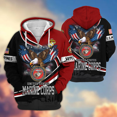 Premium US Veterans Zip Hoodie, Gifts For US Veterans