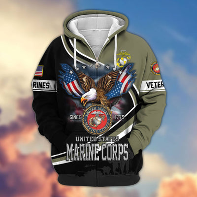 Premium US Veterans Zip Hoodie, Gifts For US Veterans
