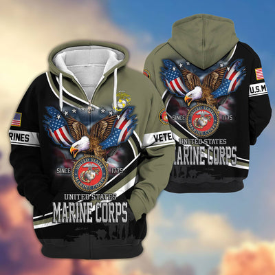 Premium US Veterans Zip Hoodie, Gifts For US Veterans