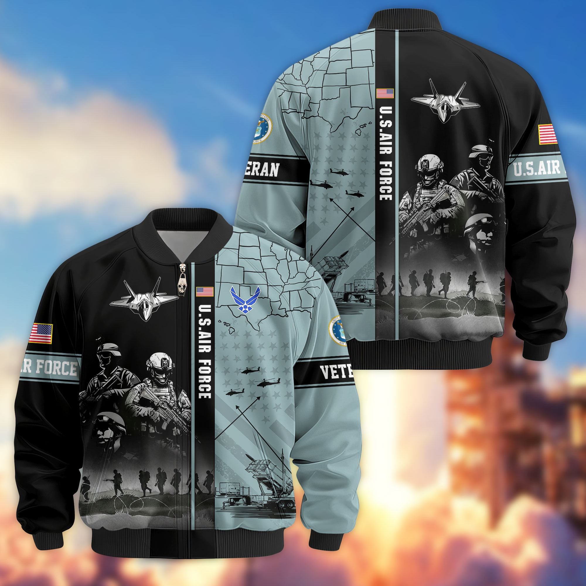 Premium US Veterans Bomber Jacket, Gifts For US Veterans, Gifts For Veterans Day