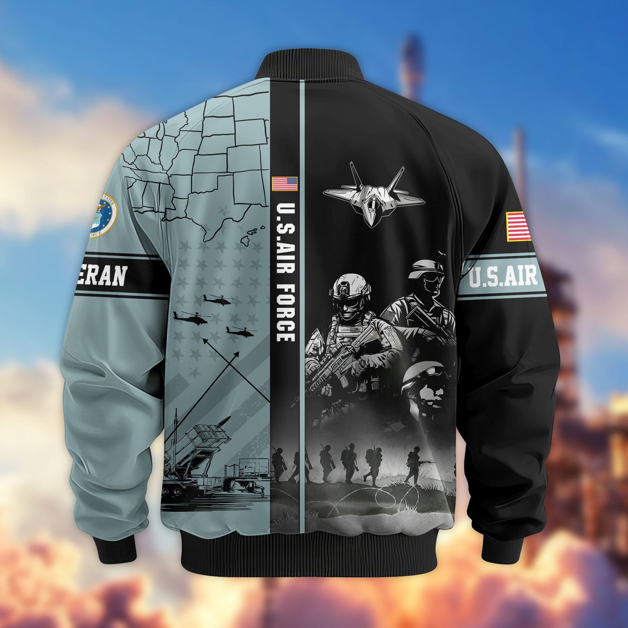 Premium US Veterans Bomber Jacket, Gifts For US Veterans, Gifts For Veterans Day