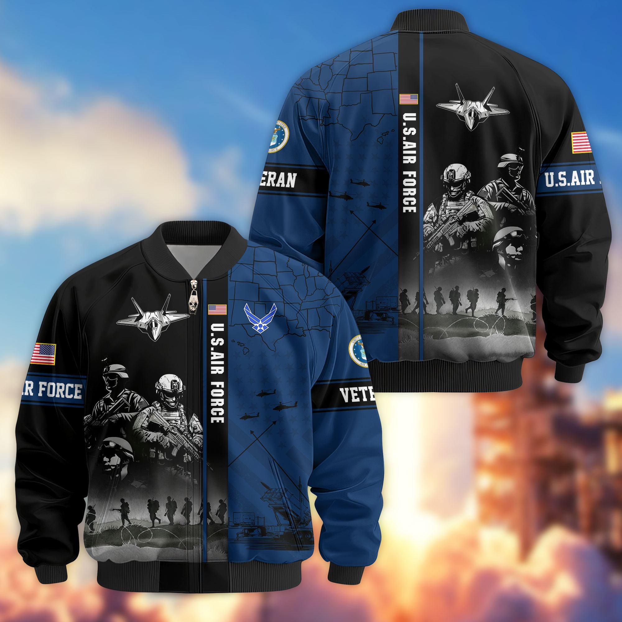 Premium US Veterans Bomber Jacket, Gifts For US Veterans, Gifts For Veterans Day