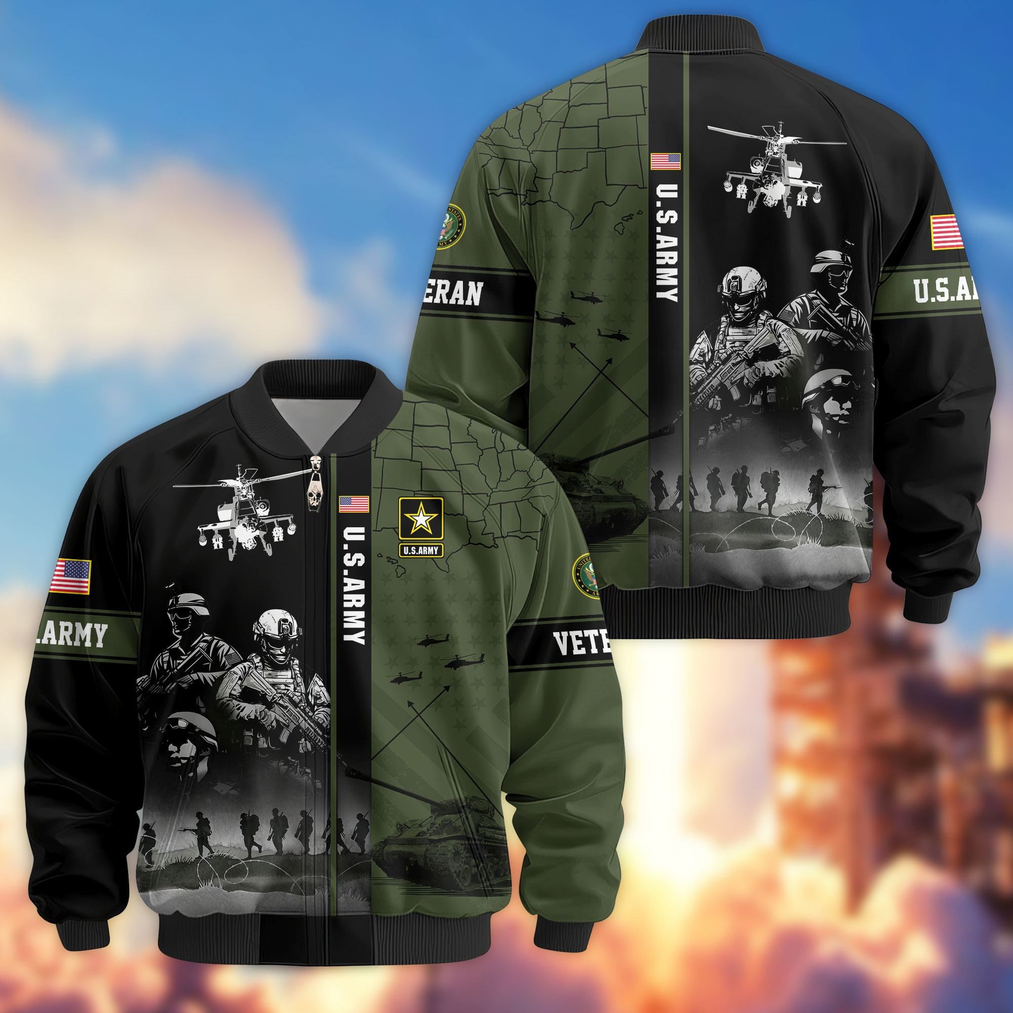 Premium US Veterans Bomber Jacket, Gifts For US Veterans, Gifts For Veterans Day