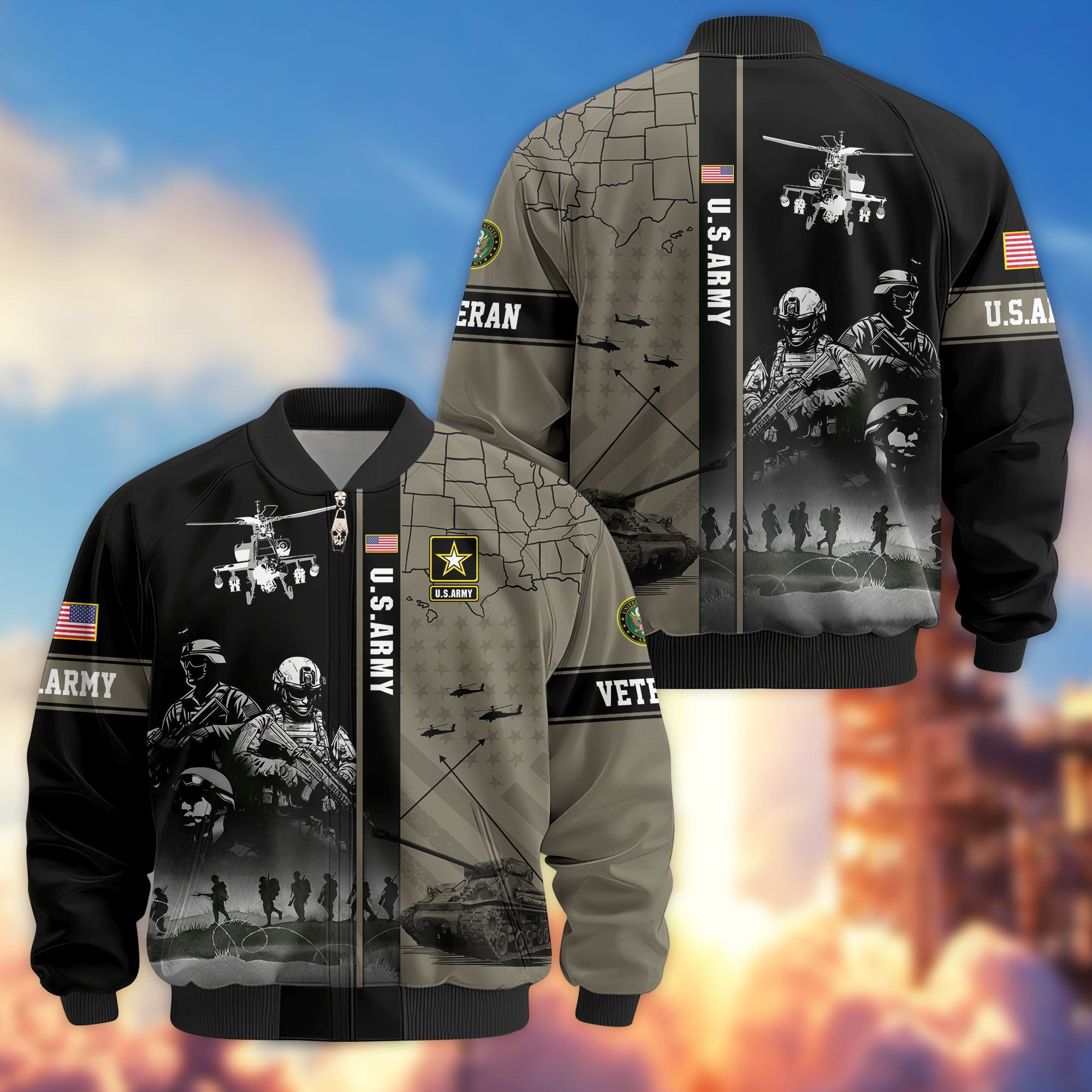 Premium US Veterans Bomber Jacket, Gifts For US Veterans, Gifts For Veterans Day