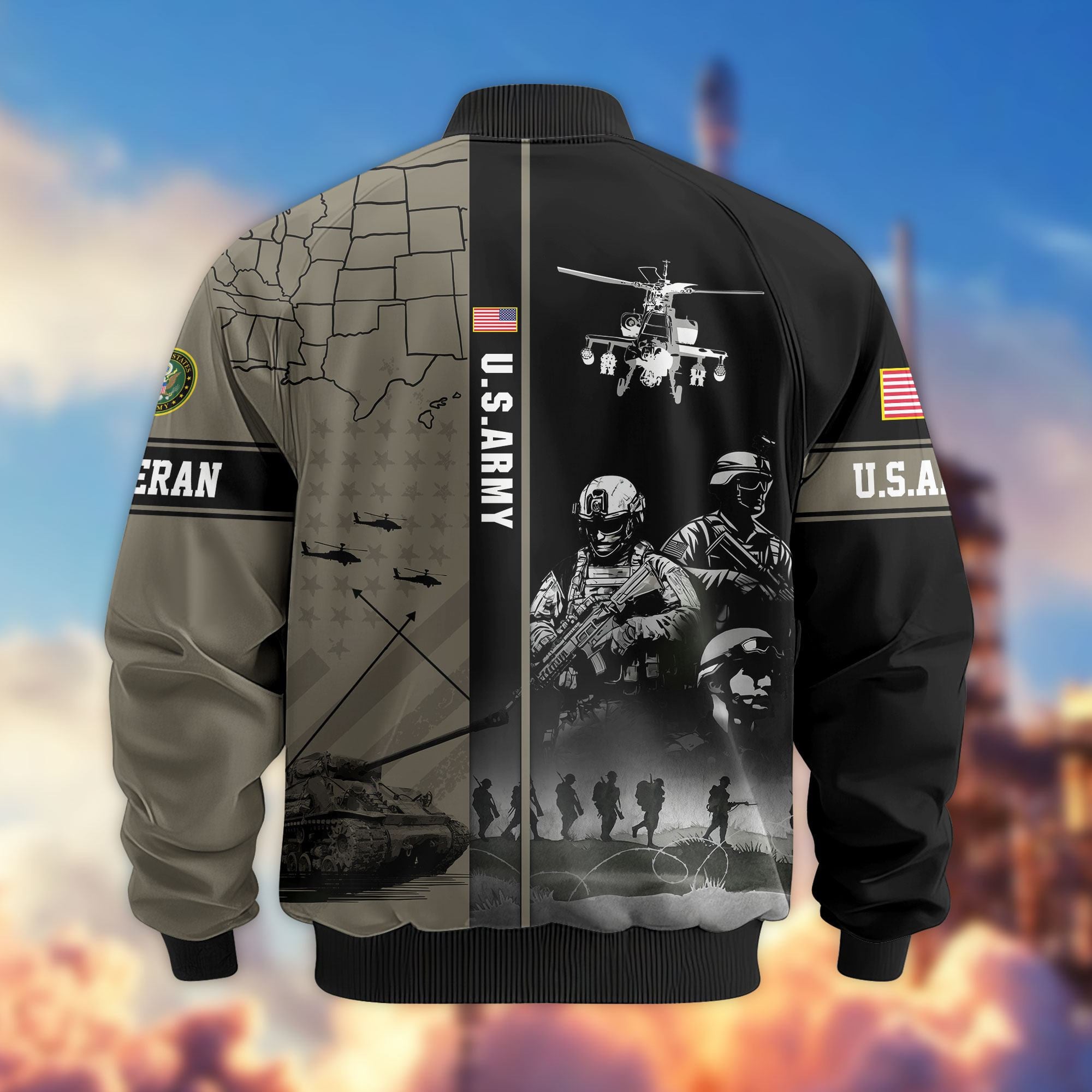Premium US Veterans Bomber Jacket, Gifts For US Veterans, Gifts For Veterans Day