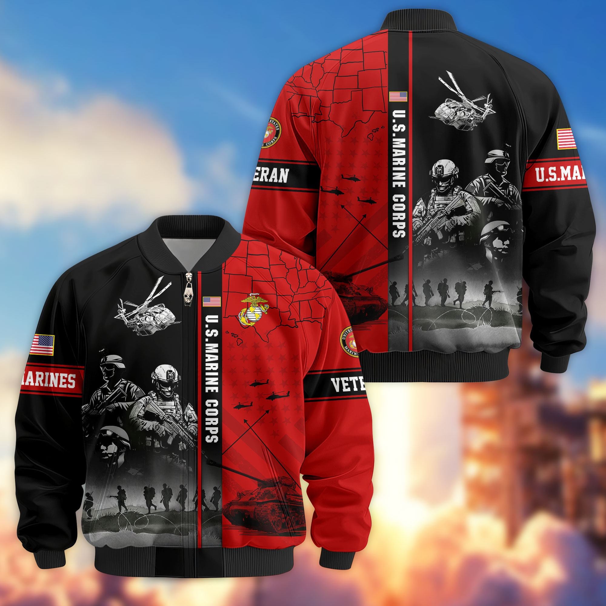 Premium US Veterans Bomber Jacket, Gifts For US Veterans, Gifts For Veterans Day
