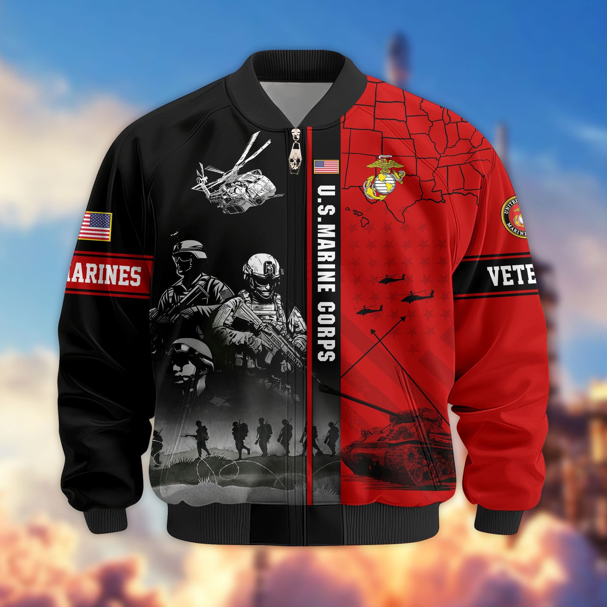 Premium US Veterans Bomber Jacket, Gifts For US Veterans, Gifts For Veterans Day