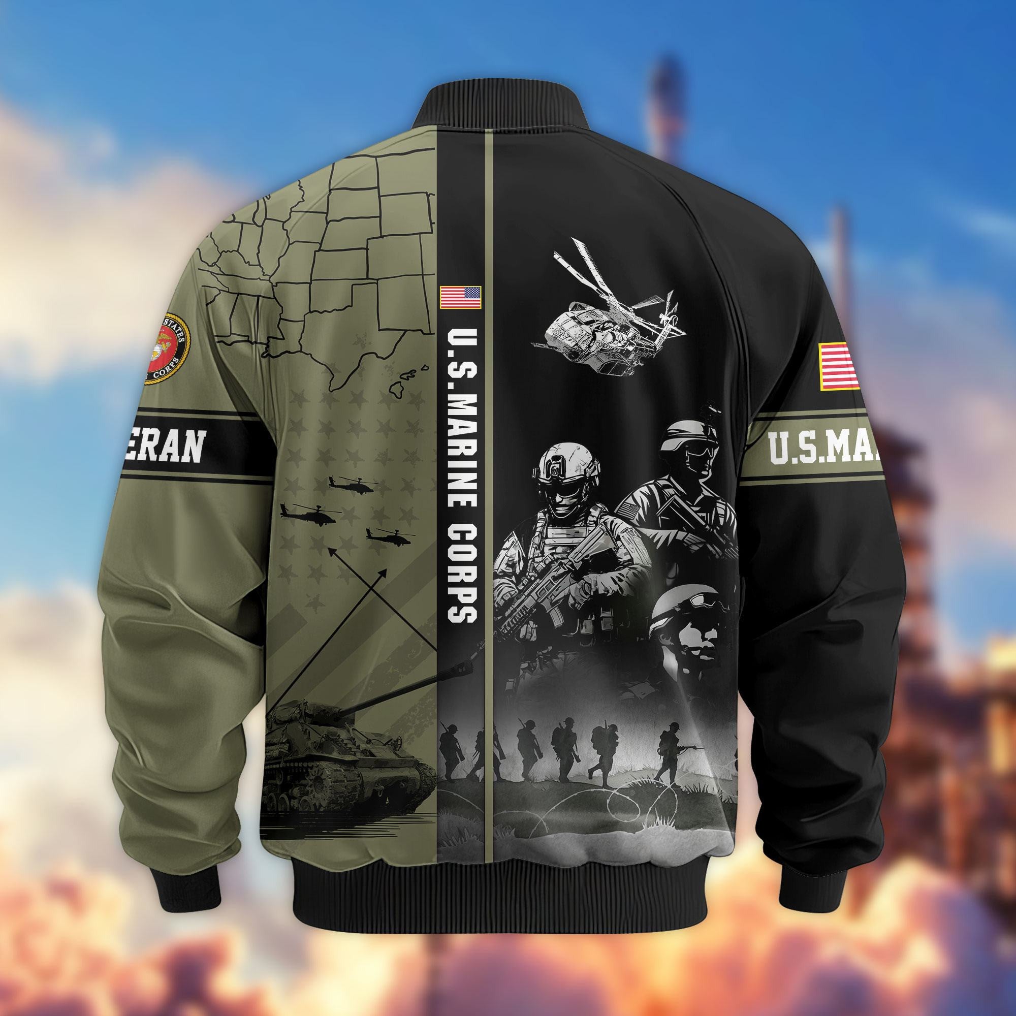 Premium US Veterans Bomber Jacket, Gifts For US Veterans, Gifts For Veterans Day