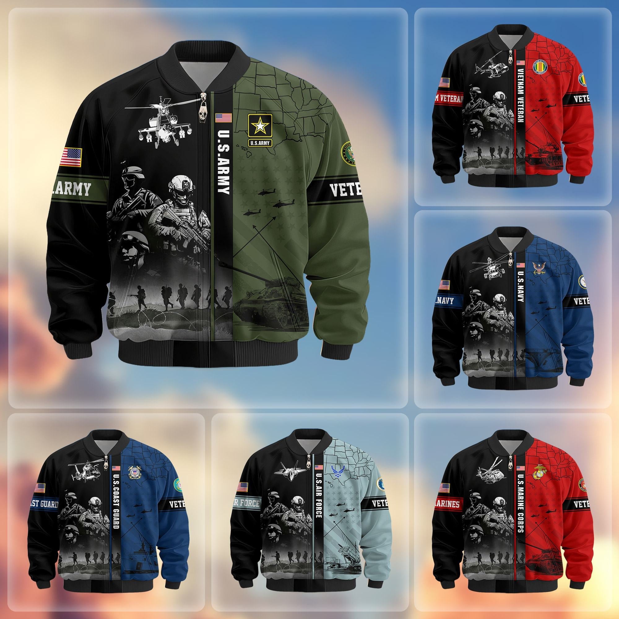 Premium US Veterans Bomber Jacket, Gifts For US Veterans, Gifts For Veterans Day