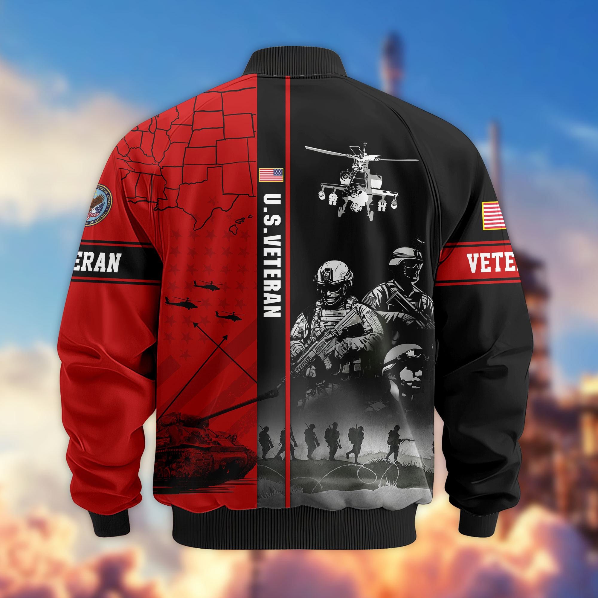 Premium US Veterans Bomber Jacket, Gifts For US Veterans, Gifts For Veterans Day