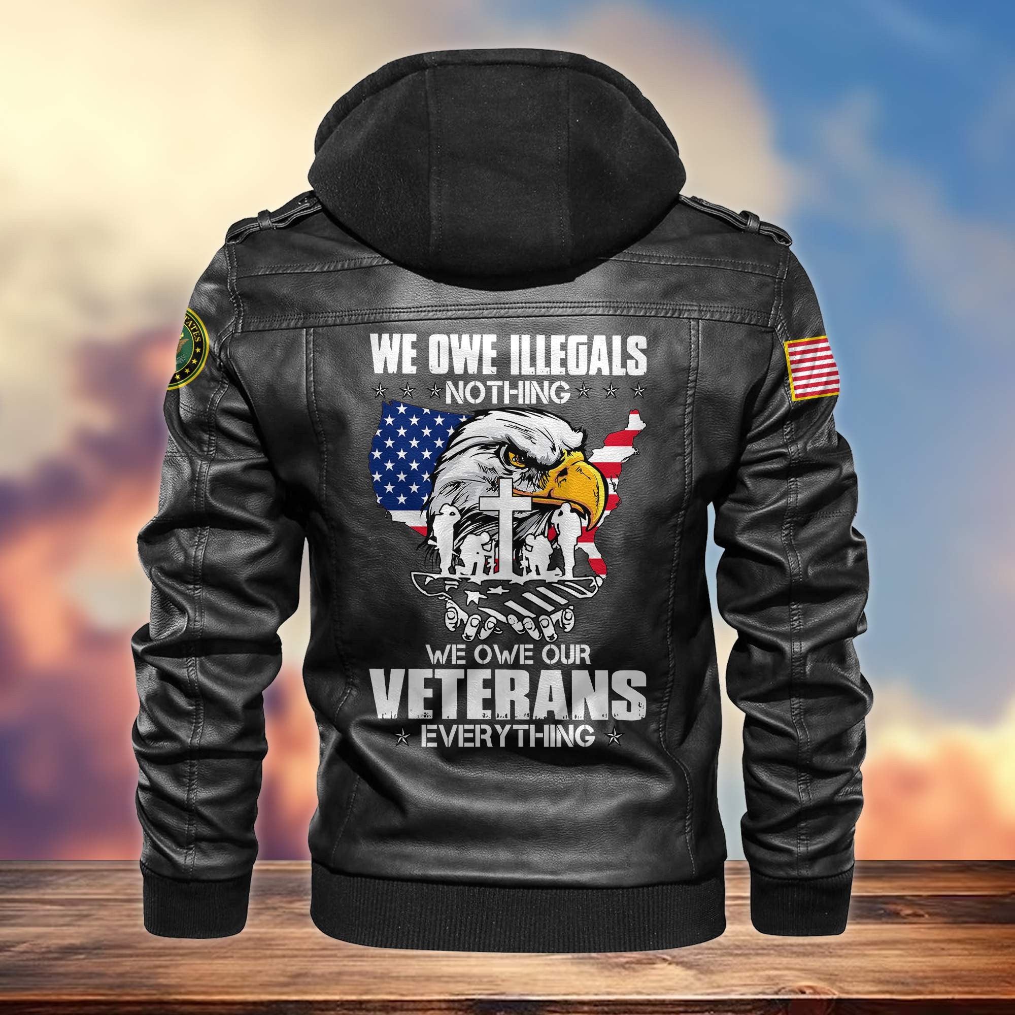 Premium US Veterans Leather Jacket, Gifts For US Veterans