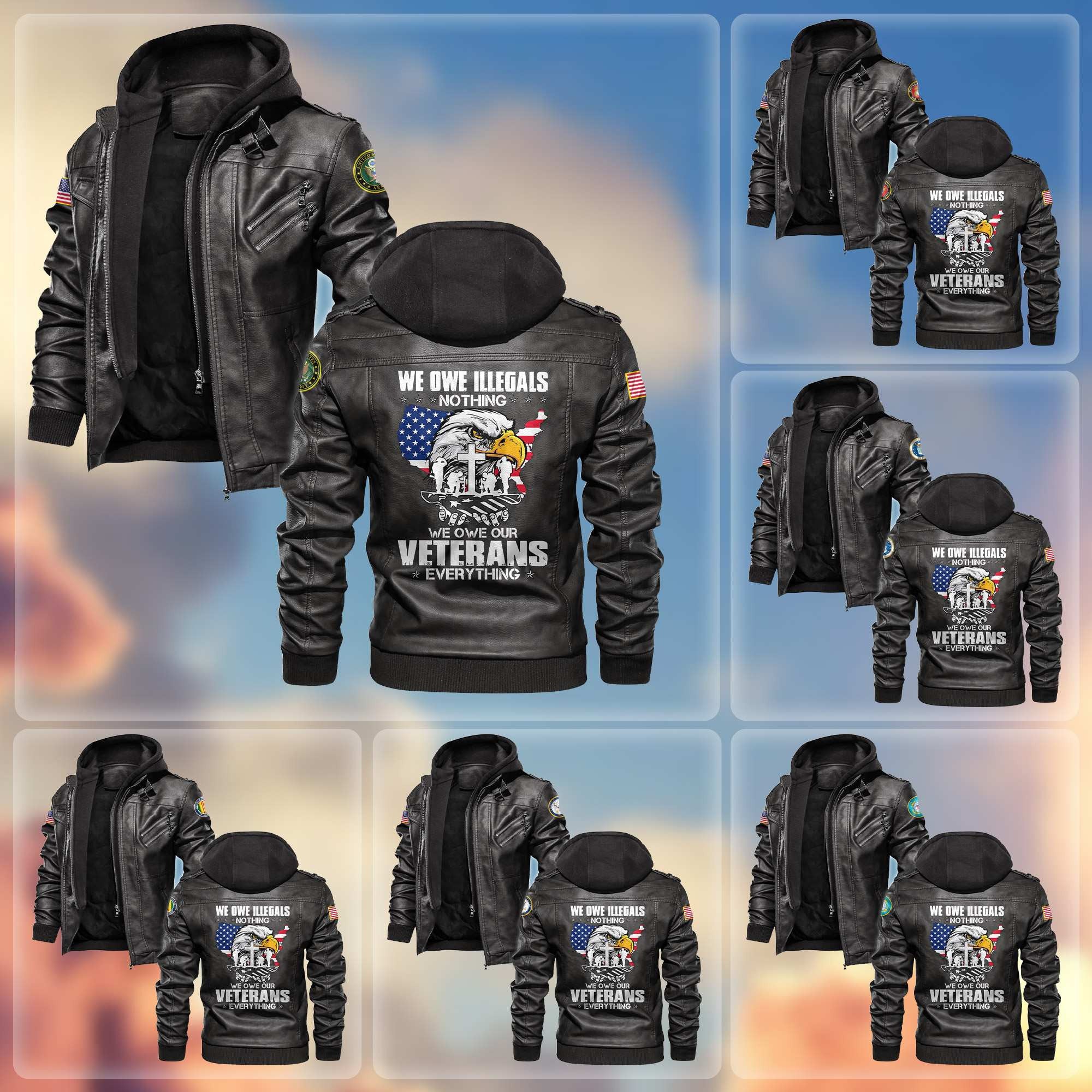 Premium US Veterans Leather Jacket, Gifts For US Veterans