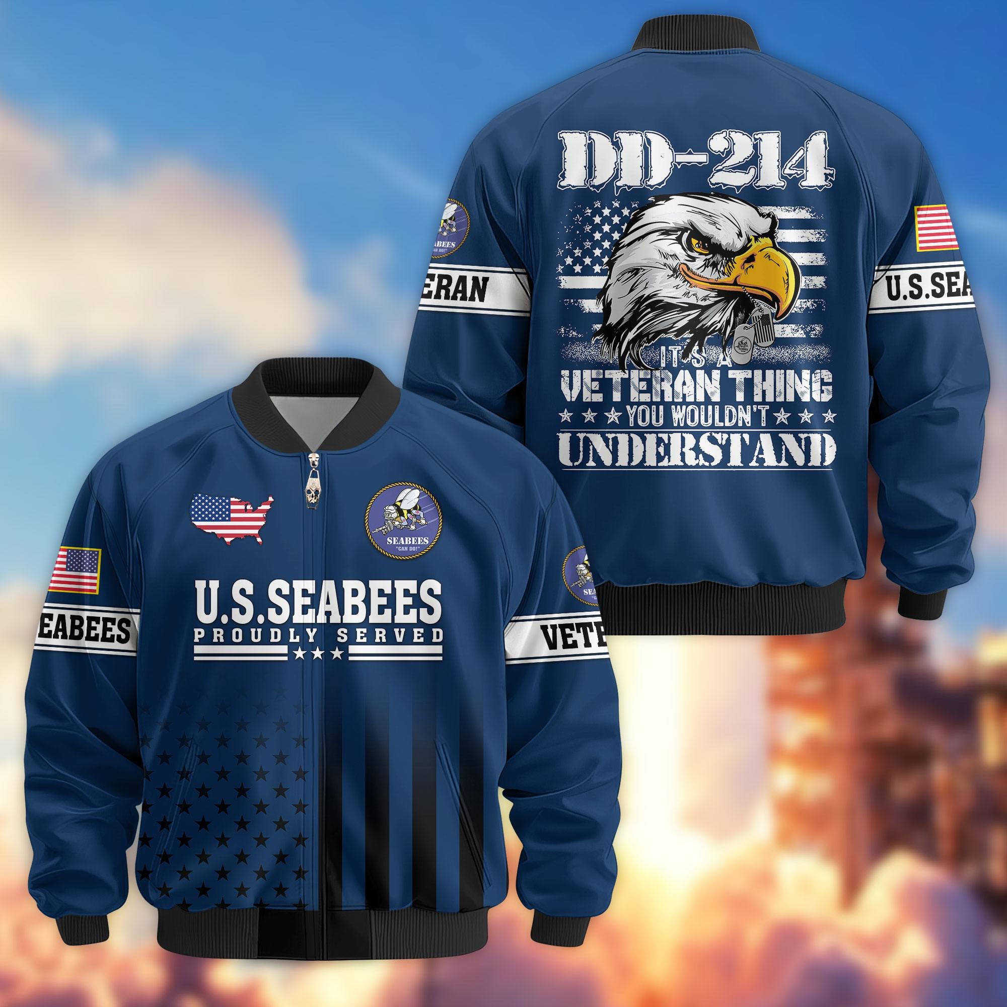 Premium US Veterans Bomber Jacket, Gifts For US Veterans