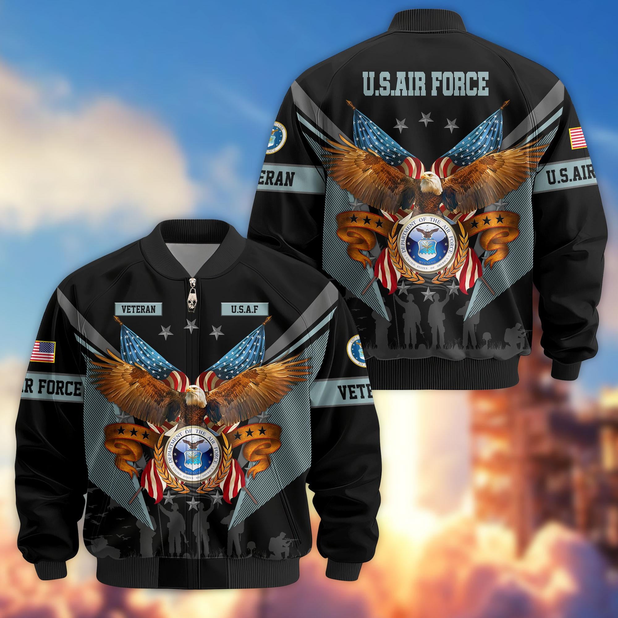 Premium US Veterans Bomber Jacket, Gifts For US Veterans