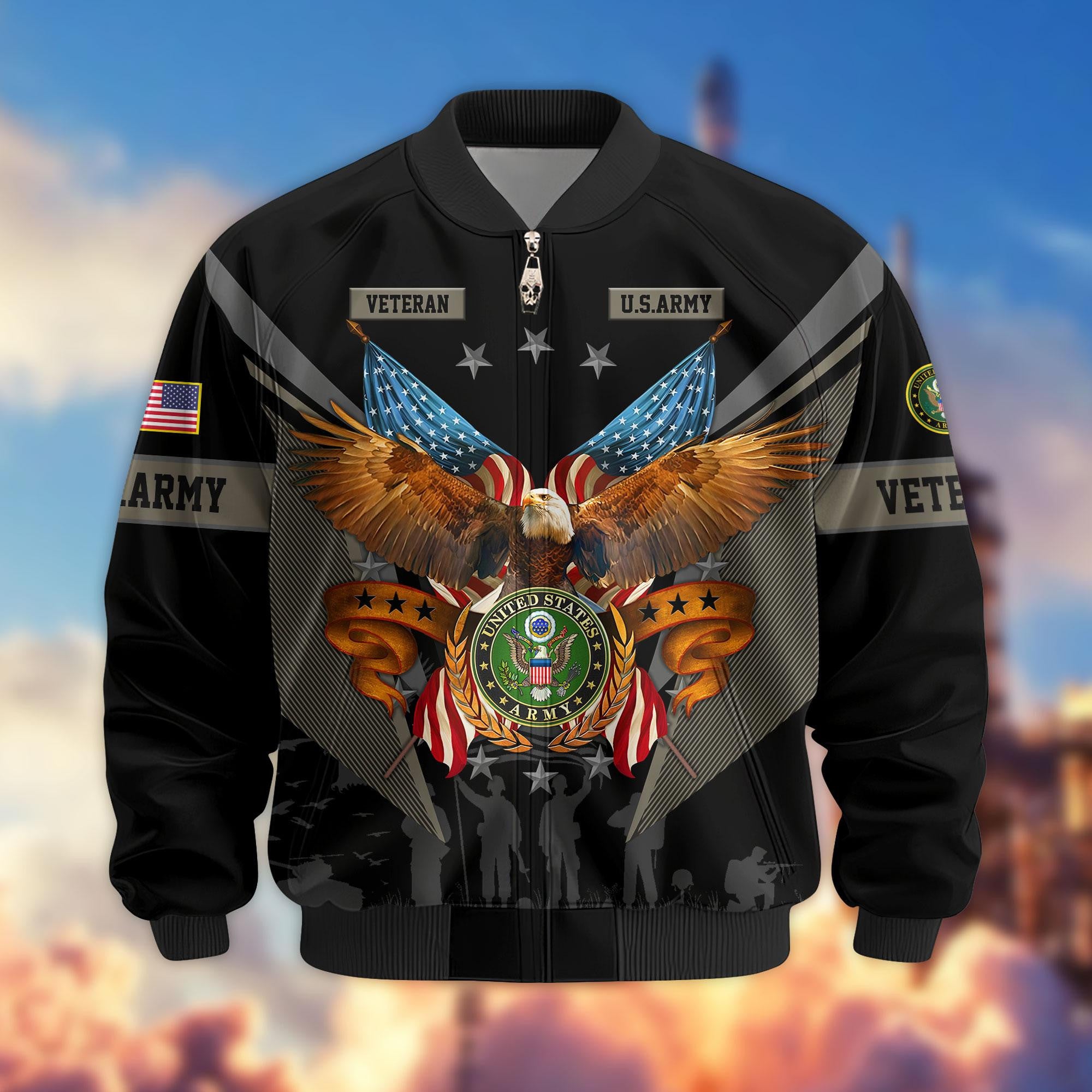 Premium US Veterans Bomber Jacket, Gifts For US Veterans