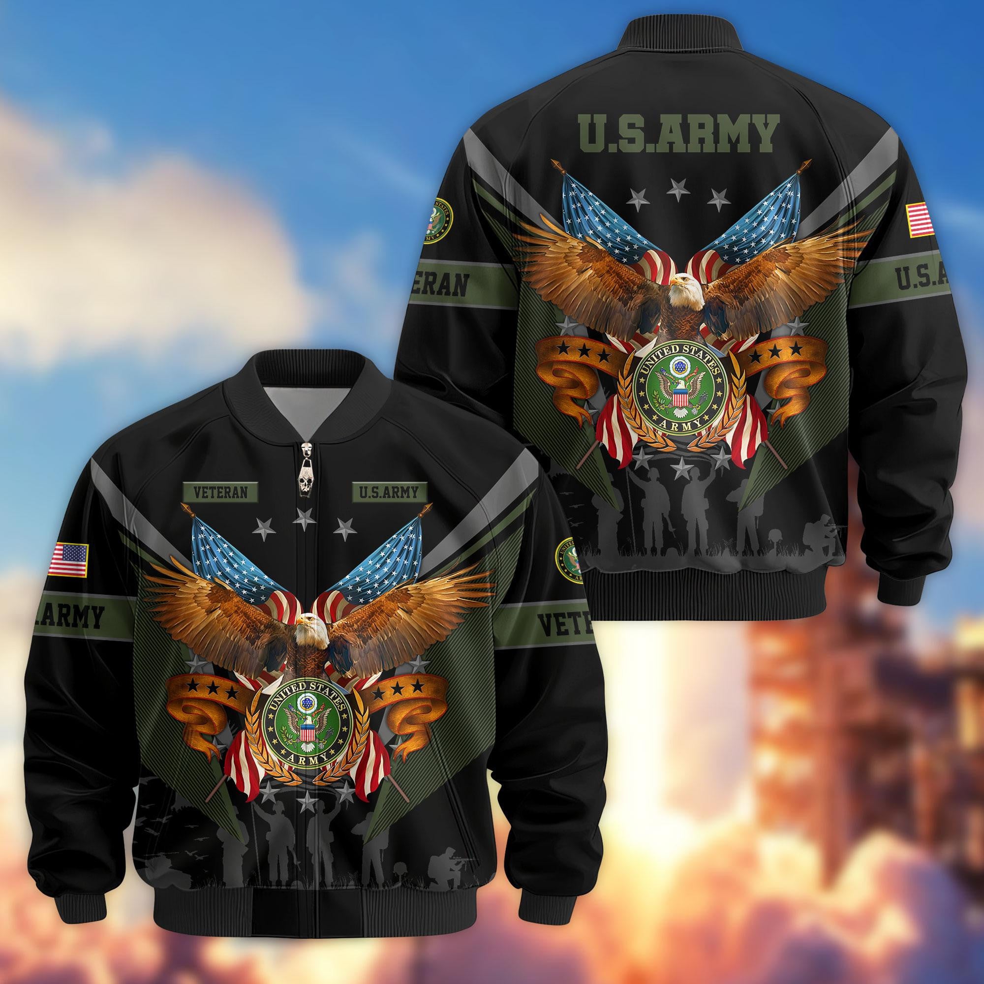 Premium US Veterans Bomber Jacket, Gifts For US Veterans