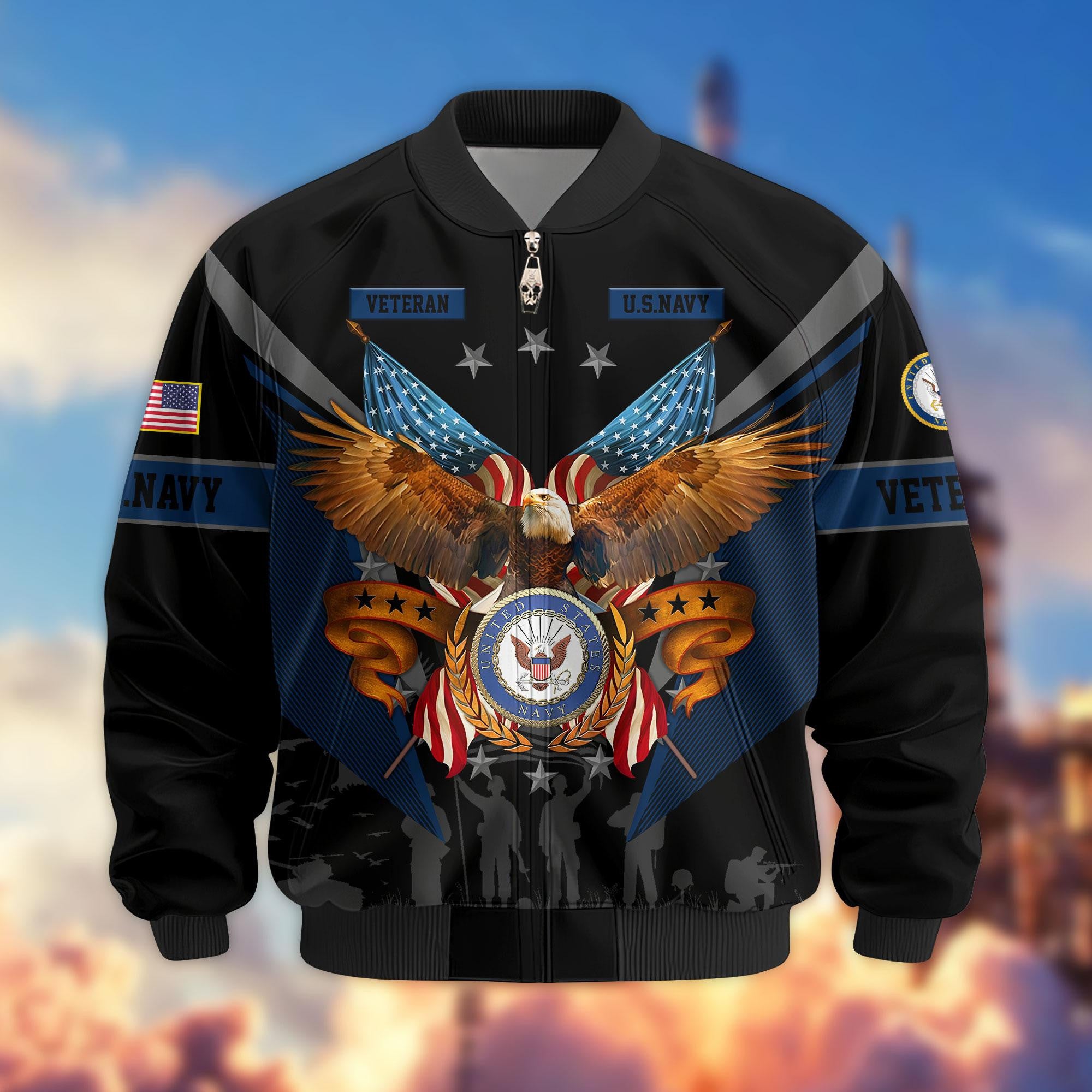Premium US Veterans Bomber Jacket, Gifts For US Veterans