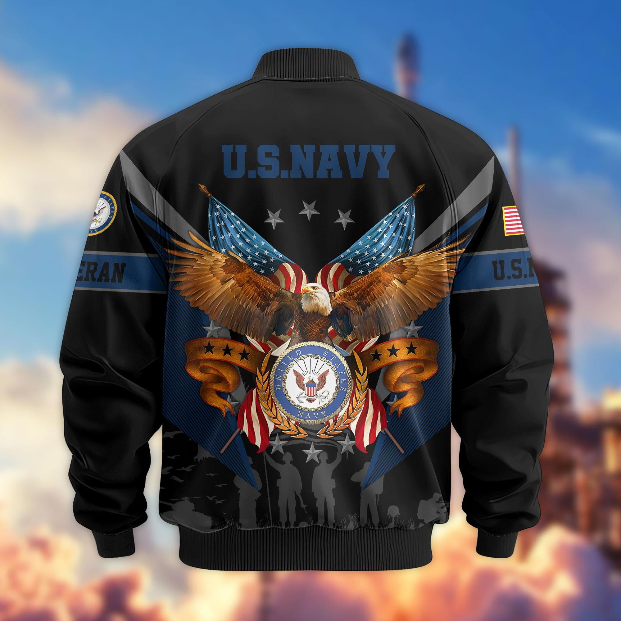 Premium US Veterans Bomber Jacket, Gifts For US Veterans