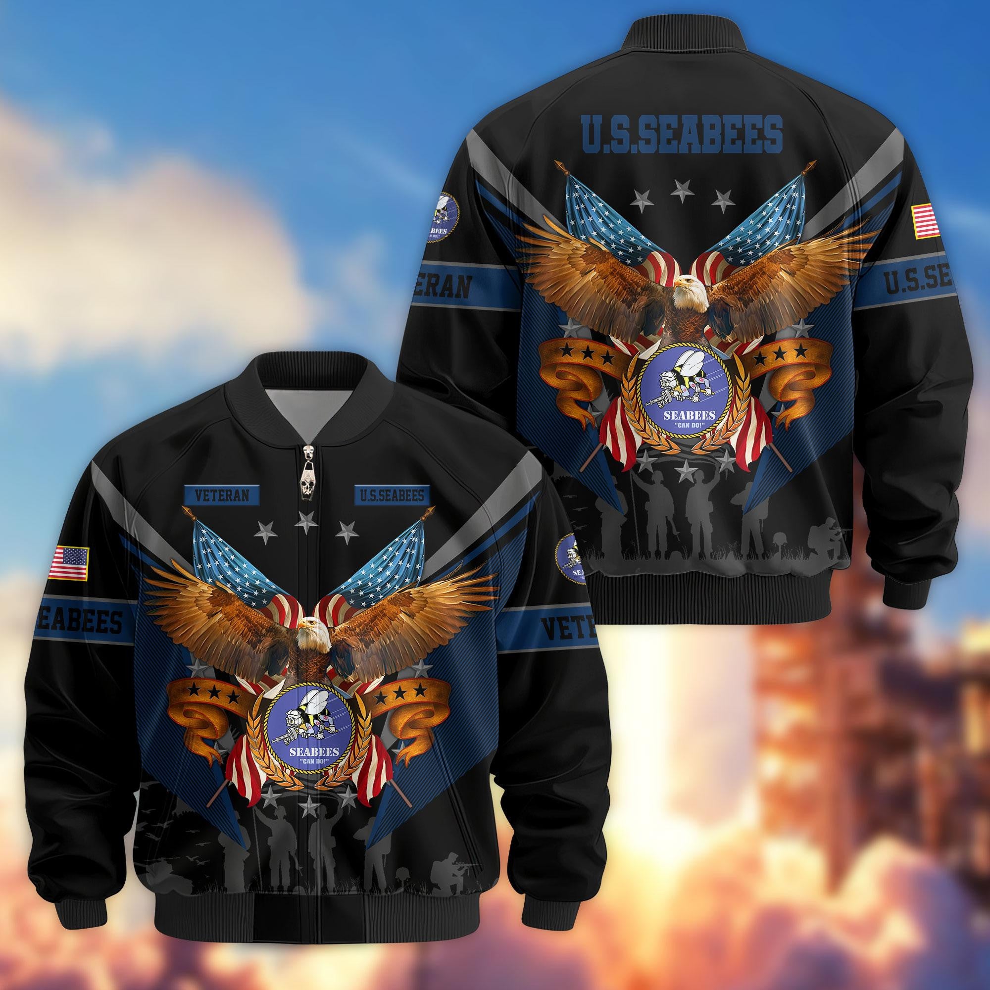 Premium US Veterans Bomber Jacket, Gifts For US Veterans