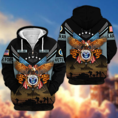 Premium US Veterans Zip Hoodie, Gifts For US Veterans
