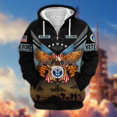 Premium US Veterans Zip Hoodie, Gifts For US Veterans