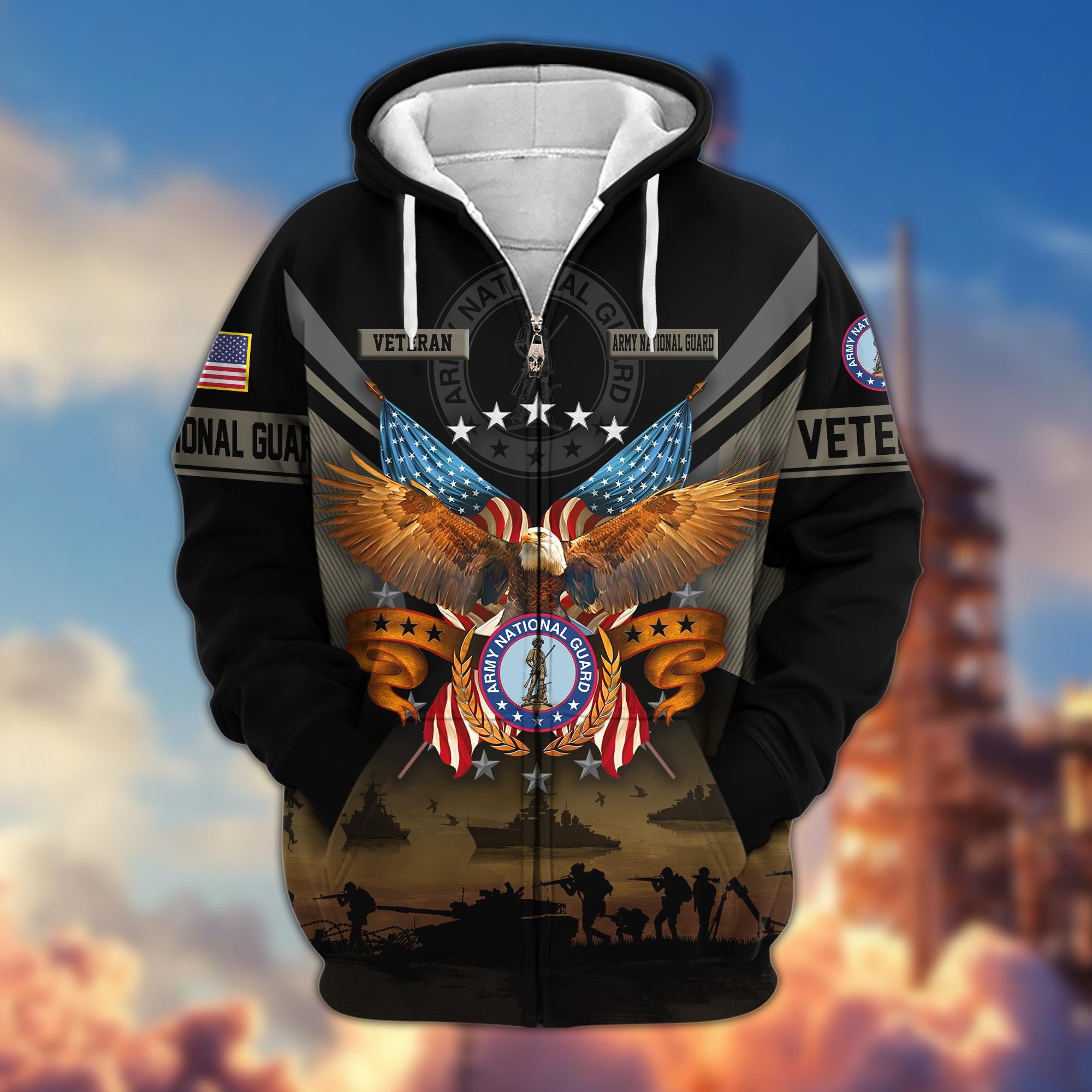Premium US Veterans Zip Hoodie, Gifts For US Veterans