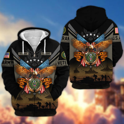 Premium US Veterans Zip Hoodie, Gifts For US Veterans