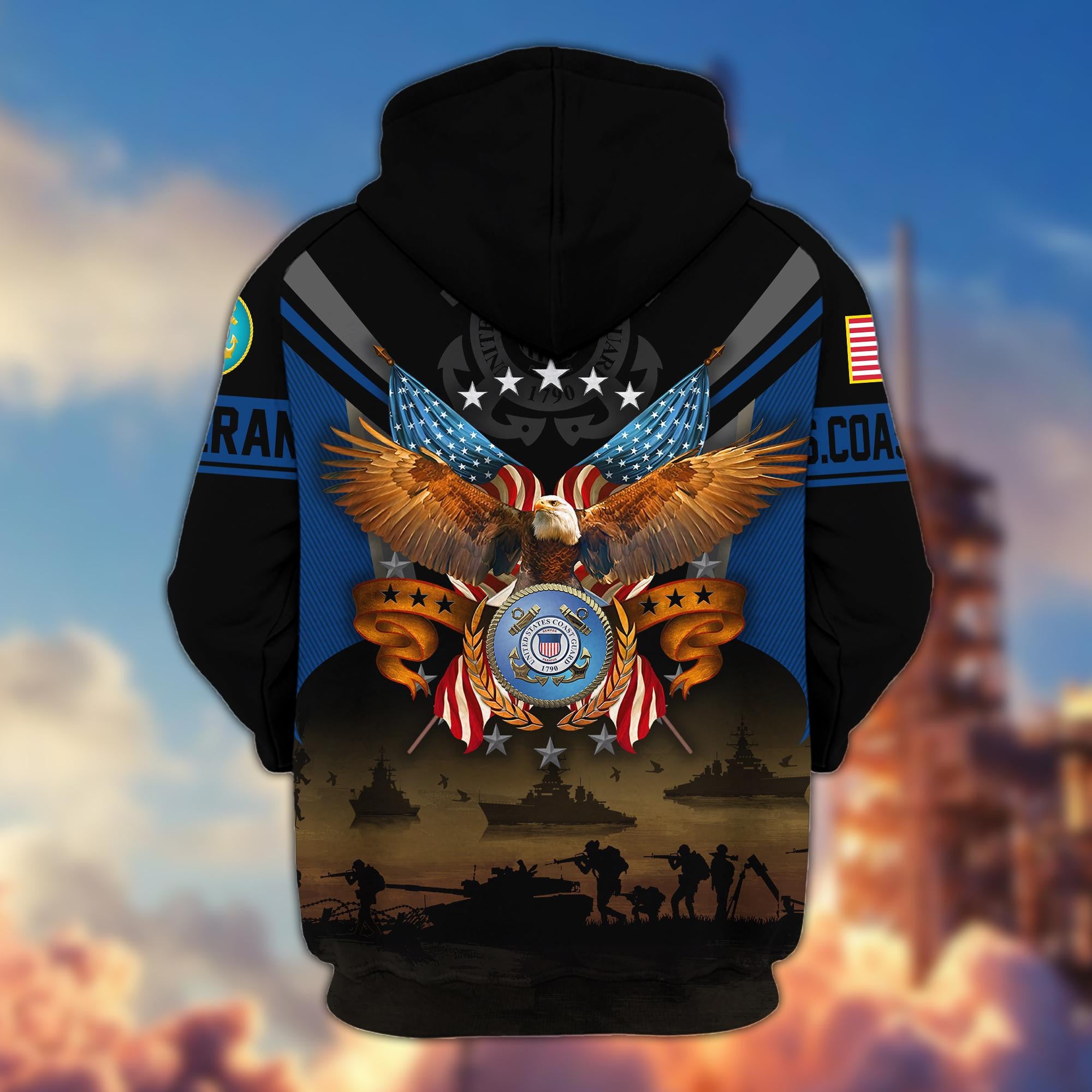 Premium US Veterans Zip Hoodie, Gifts For US Veterans