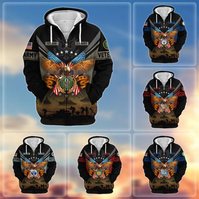 Premium US Veterans Zip Hoodie, Gifts For US Veterans