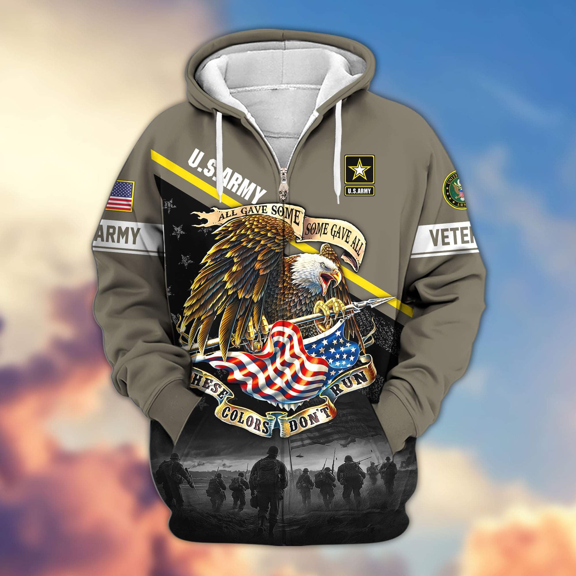 Premium US Veterans Zip Hoodie, Gifts For US Veterans