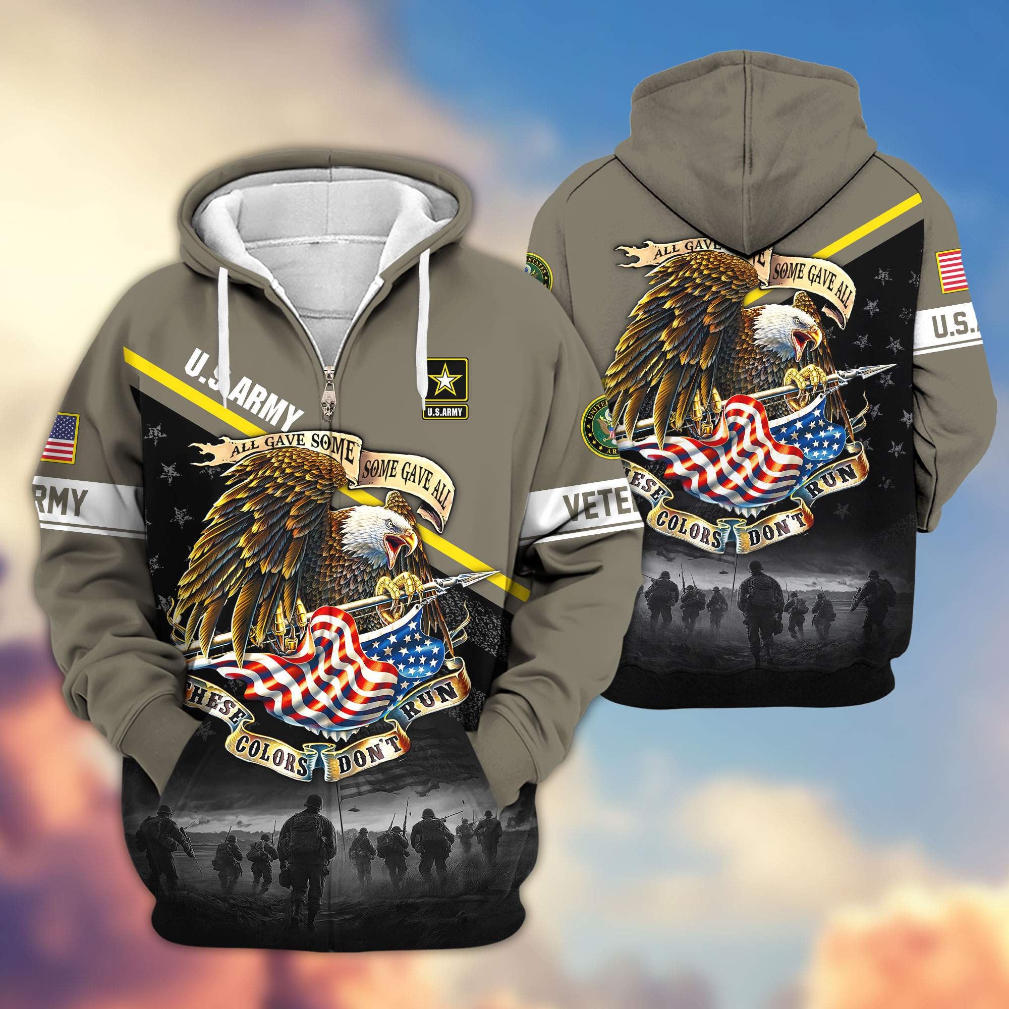Premium US Veterans Zip Hoodie, Gifts For US Veterans