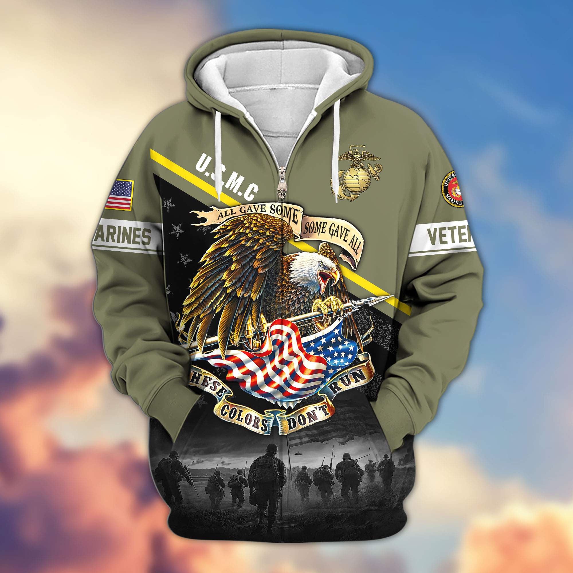 Premium US Veterans Zip Hoodie, Gifts For US Veterans