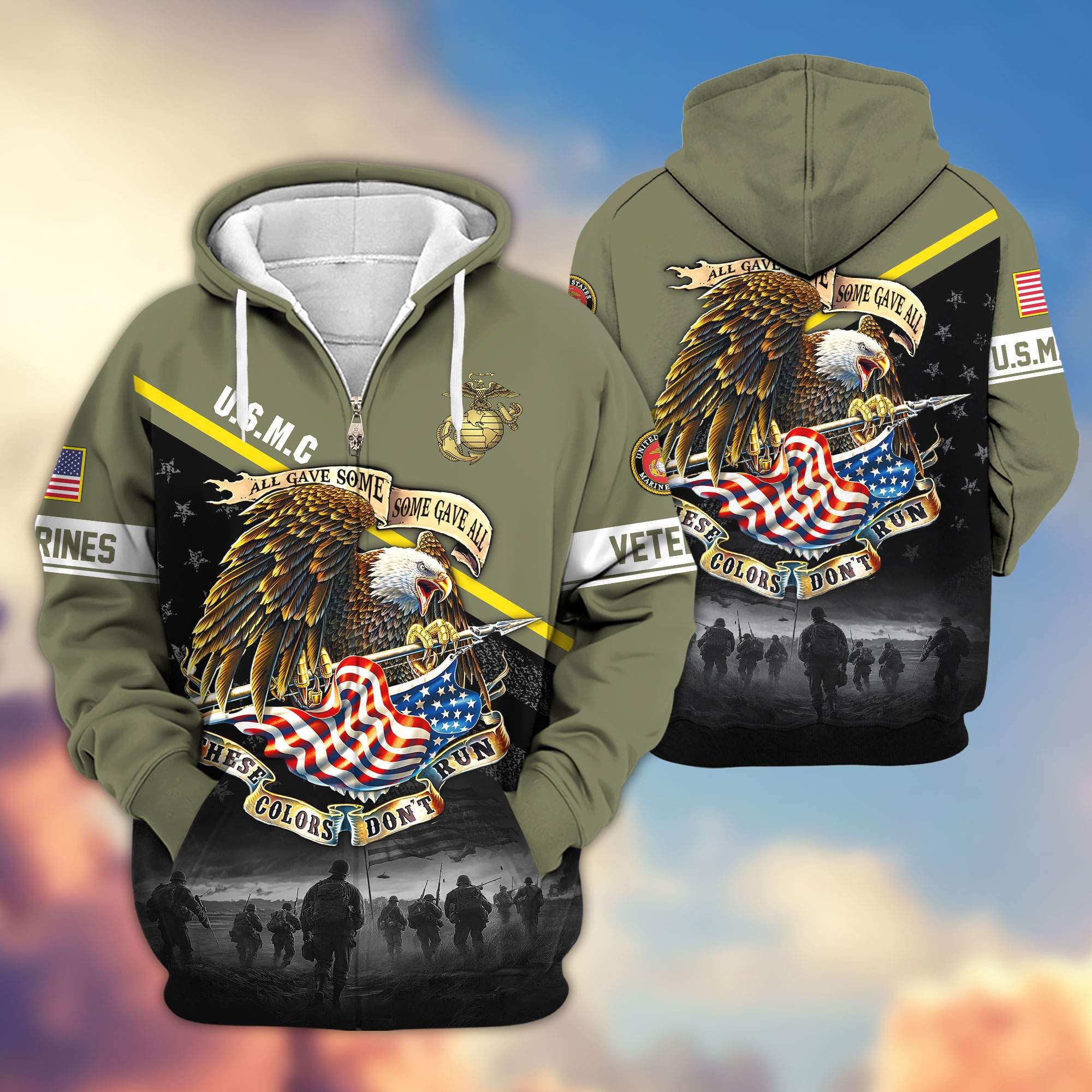 Premium US Veterans Zip Hoodie, Gifts For US Veterans