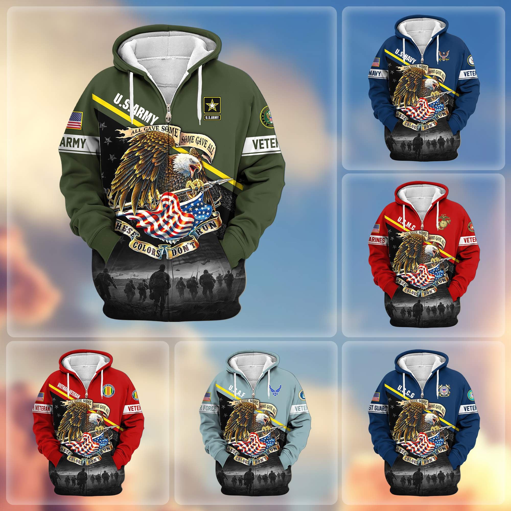 Premium US Veterans Zip Hoodie, Gifts For US Veterans
