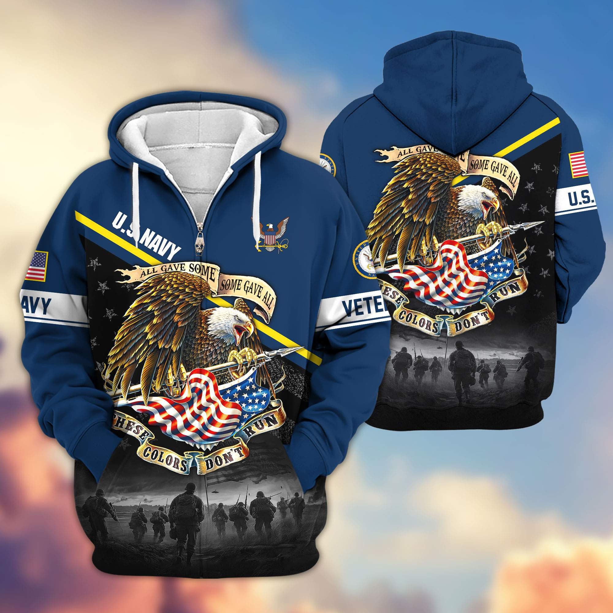 Premium US Veterans Zip Hoodie, Gifts For US Veterans