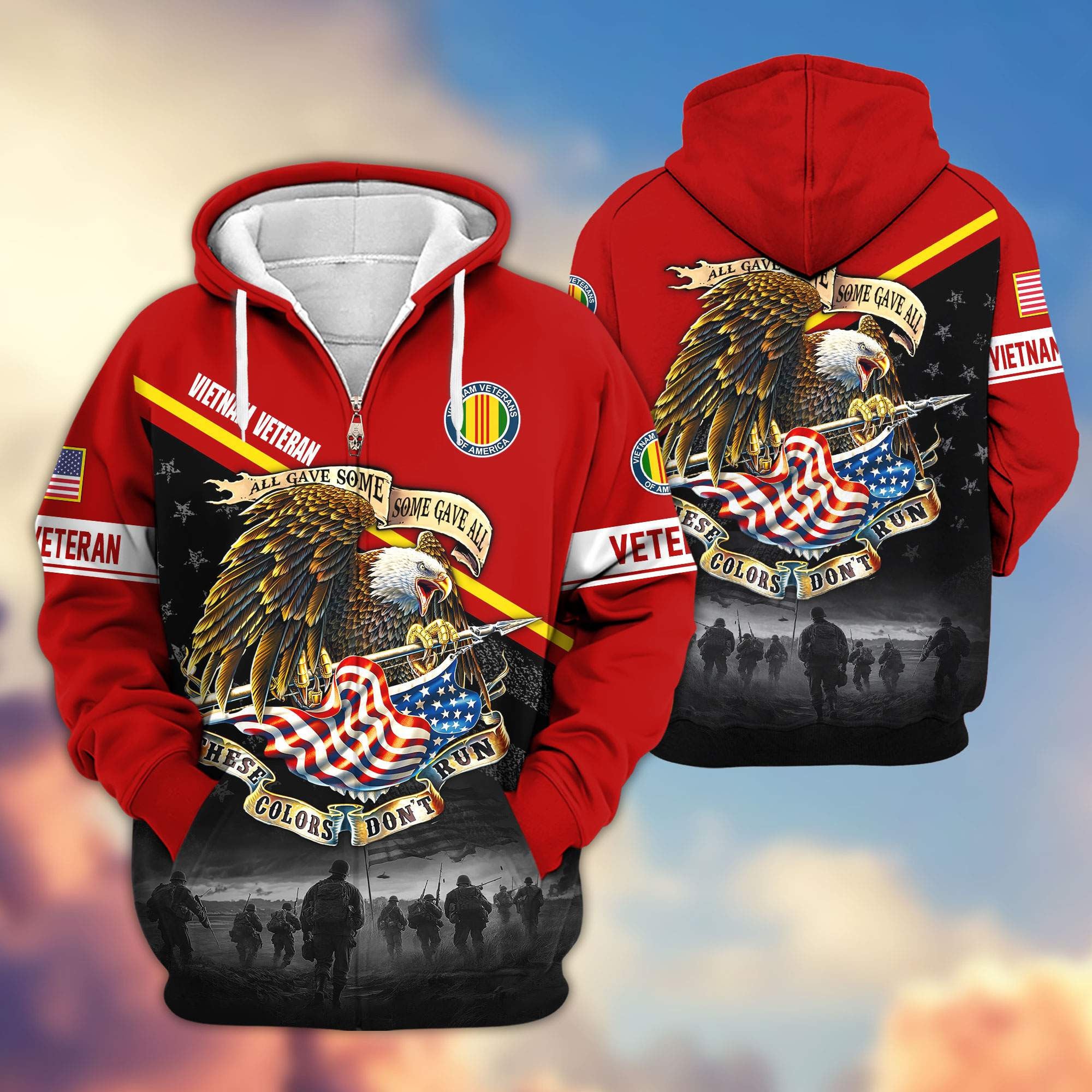 Premium US Veterans Zip Hoodie, Gifts For US Veterans