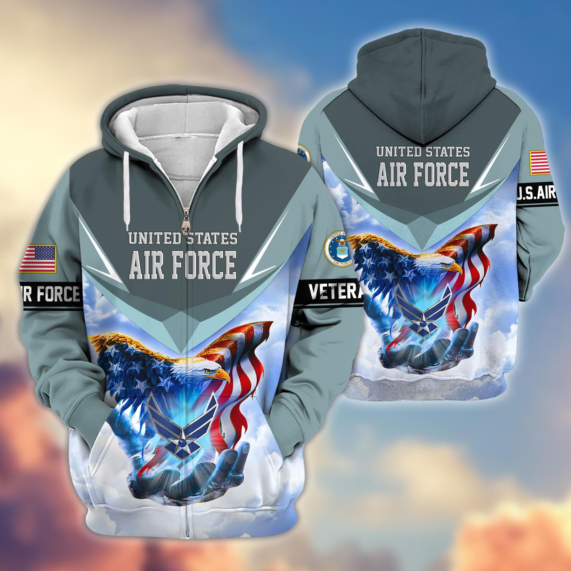 Premium US Veterans Zip Hoodie, Gifts For US Veterans